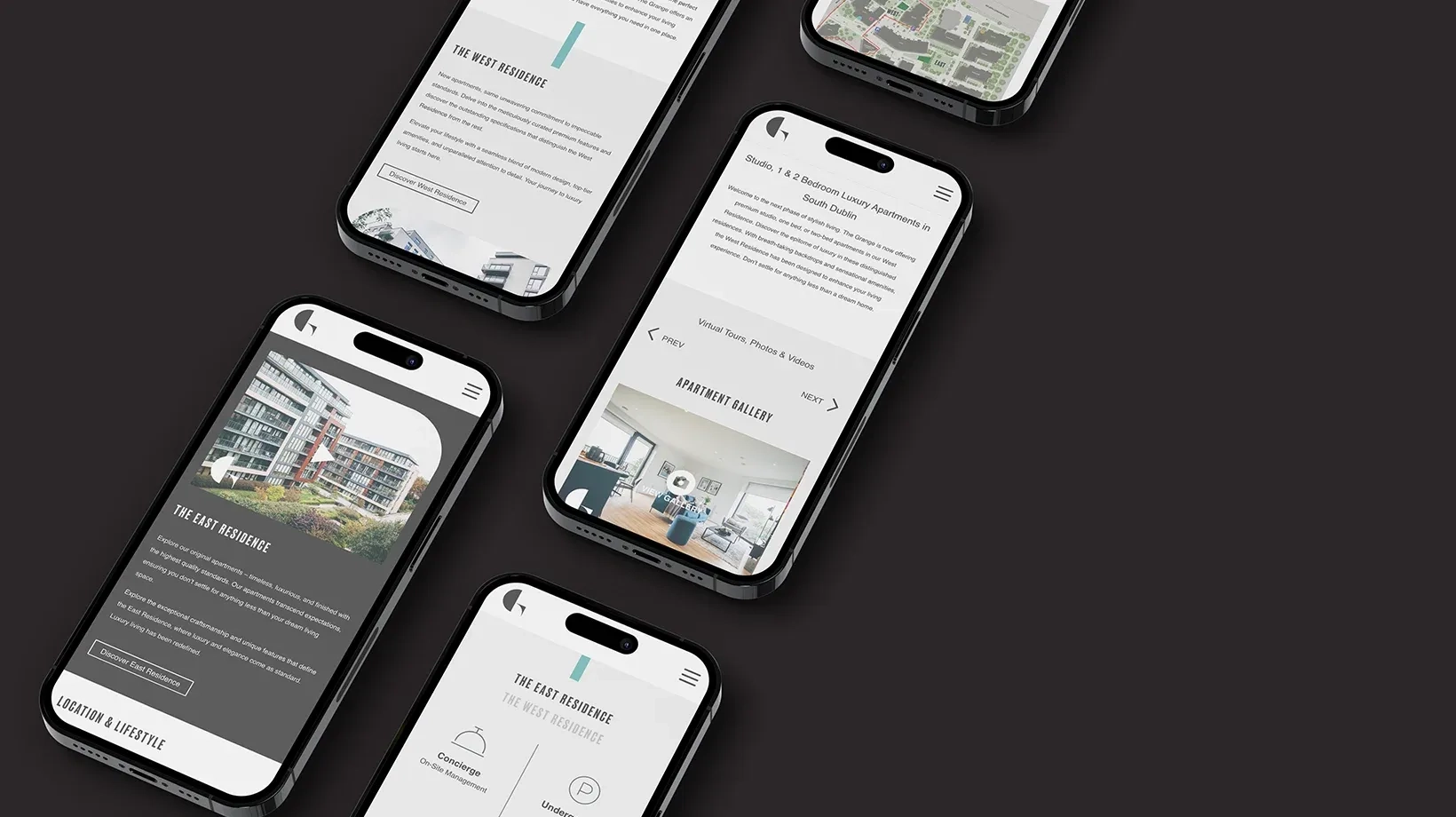 The Grange Website pages on iPhones